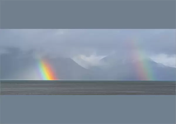 USA, Washington, Seabeck. Rainbows over Hood Canal