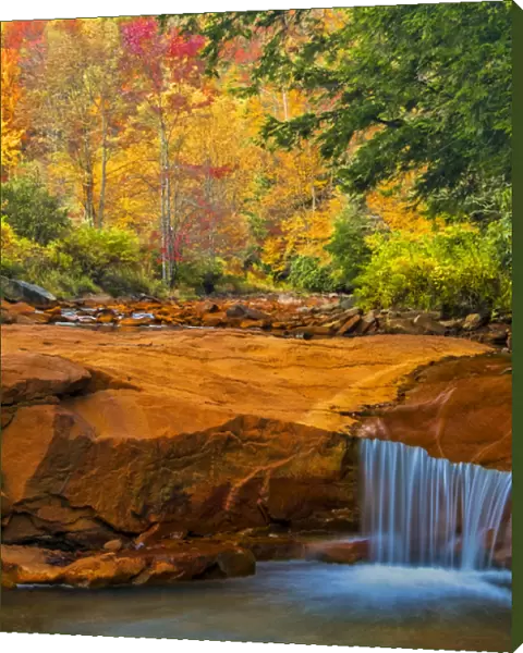USA, West Virginia, Douglass Falls. Waterfall over rock outcrop