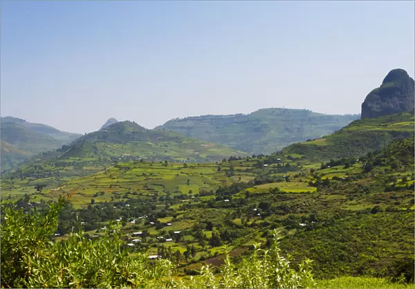 Stone pillar and farmland in the mountain, Bahir Dar, Ethiopia