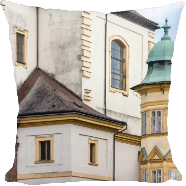 Europe, Czech Republic, Jicin. Closeup of the architecture in the historic town of Jicin