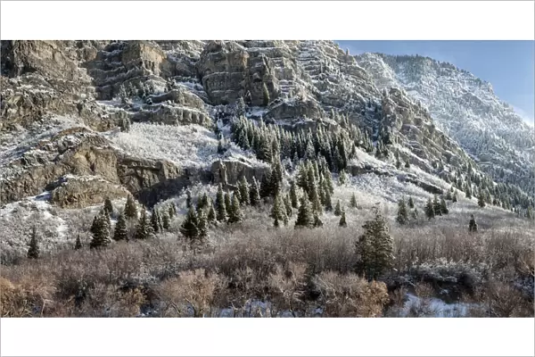USA, Utah, Provo, Panoramic view of late afternoon light in Provo Canyon