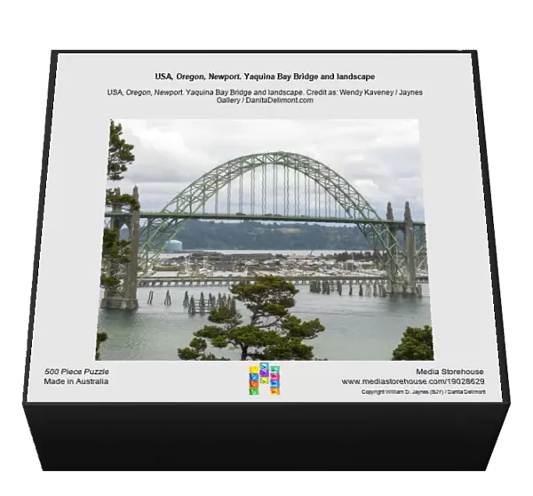 USA, Oregon, Newport. Yaquina Bay Bridge and landscape