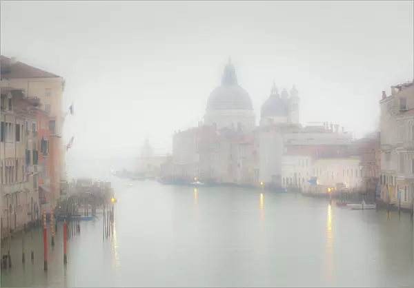 Europe, Italy, Venice. Fog over Grand Canal