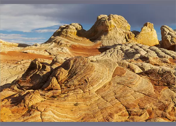 USA, Arizona, Vermilion Cliffs National Monument. Striations in sandstone formations