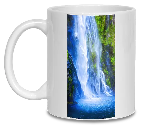 South Island. Abstract of waterfall in Milford Sound