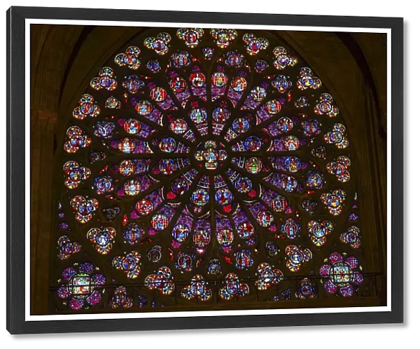 South Rose Window, Jesus and Disciples stained glass, Notre Dame Cathedral, Paris, France