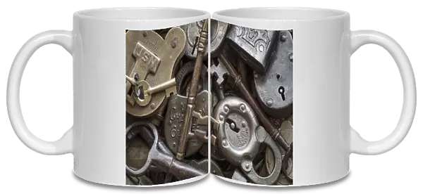 USA, Washington State, Seabeck. Close-up of locks and keys