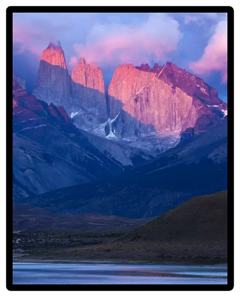 Chile, Patagonia. Sunrise on mountains in Torres del Paine National Park