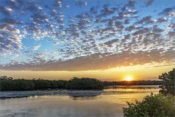 Sunrise clouds over ponds at Ding Darling National Wildlife Refuge in Sanibel Island
