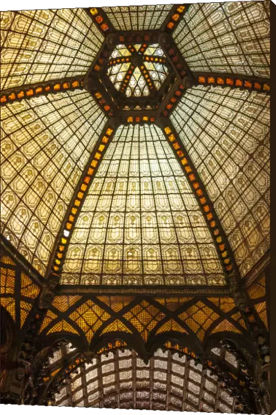 Stained glass ceiling inside Ferenciek Tere (Square of the Franciscans)