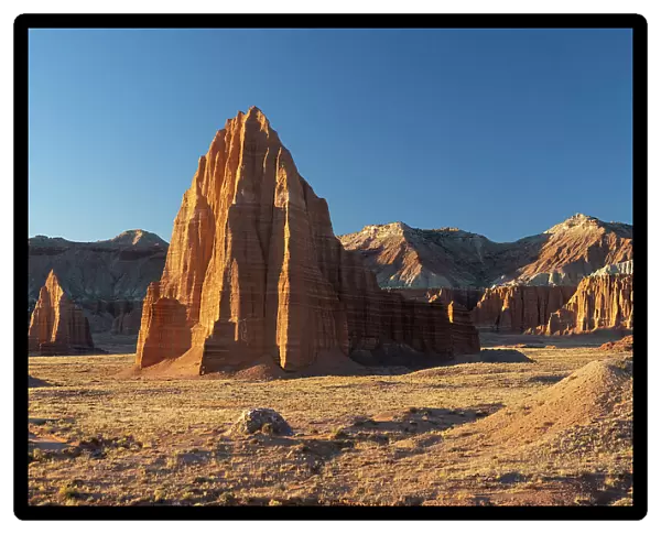 USA, Utah. Sunrise on Glass Mountain, Temple of the Sun, and Temple of the Moon, Cathedral Valley, Capitol Reef National Park