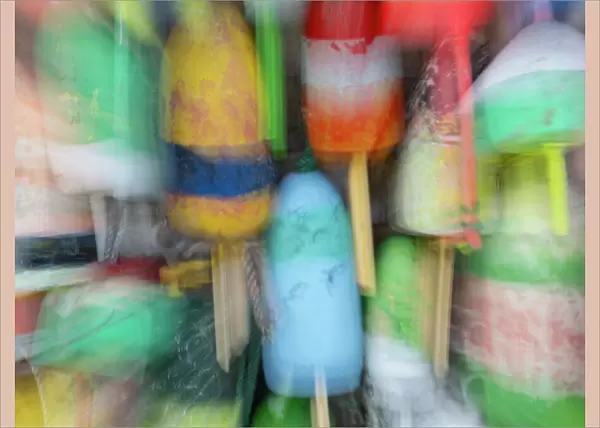 Abstract blur of floats for lobster traps