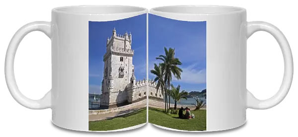 Portugal, Lisbon. Belem Tower, a UNESCO World Heritage Site in the Belem district of Lisbon