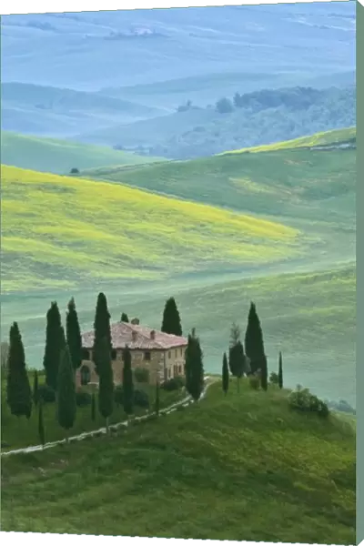 Italy, Tuscany. The Belvedere or beautiful view is seen from a hill near the town