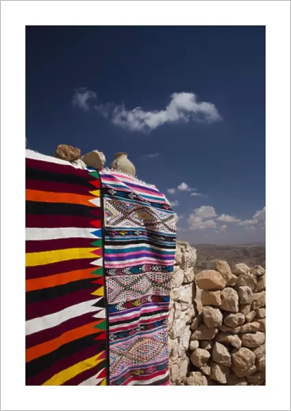 Tunisia, Ksour Area, Toujane-area, Berber desert carpet shop