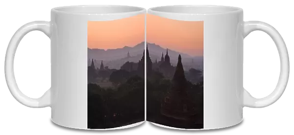 Asia, Myanmar, Bagan, Temples at Sunrise in Bagan area