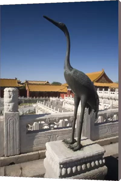 Statue of the Crane, a Chinese longevity symbol inside the Forbidden City, Beijing