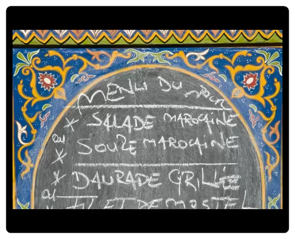 Restaurant menu, Essaouira, Morocco, North Africa, Africa