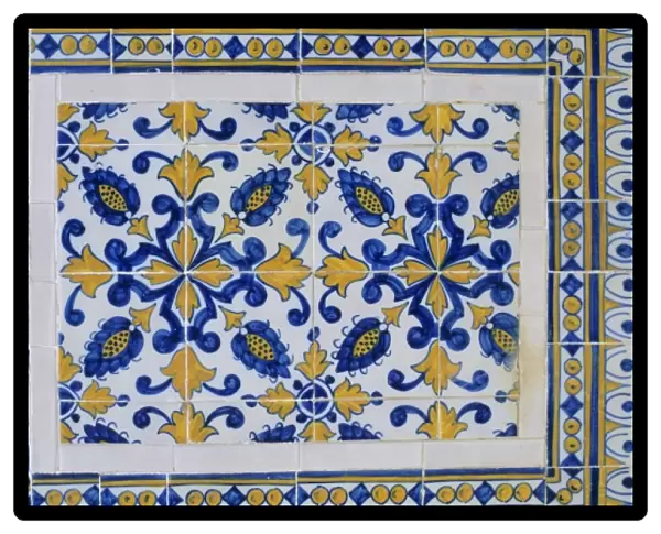 Portugal, Tomar, Convento de Cristo, Azulejo painted tiles