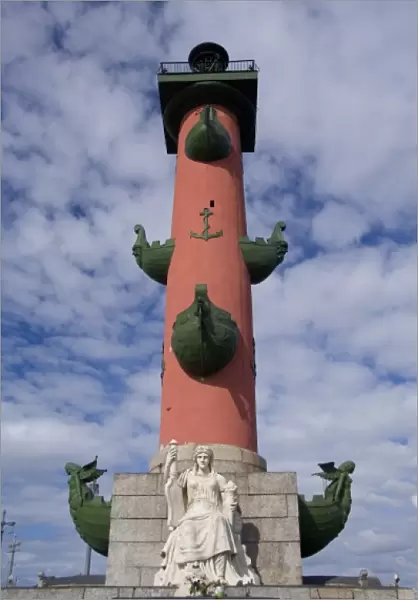 Russia, St. Petersburg, Spit of Vasilyevsky Island. Rostral (prow in Latin) Columns memorial