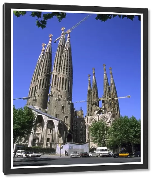 The Goudi designed Sagrdada Familia Cathedral in Barcelona, Spain