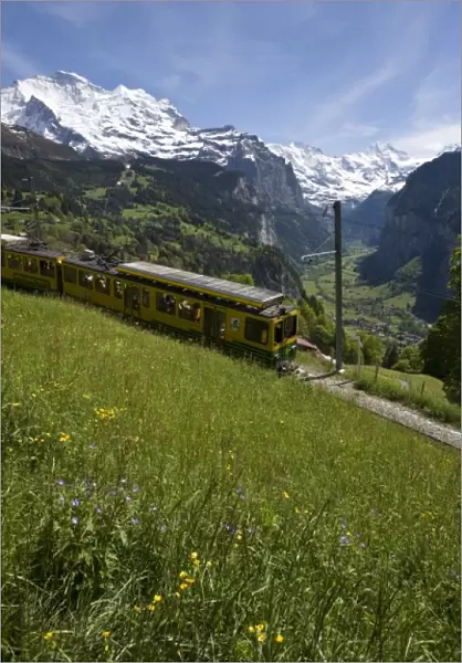 Cog rail train, Jungfrau, Lauterbrunnental, Canton Bern, Alps, Switzerland