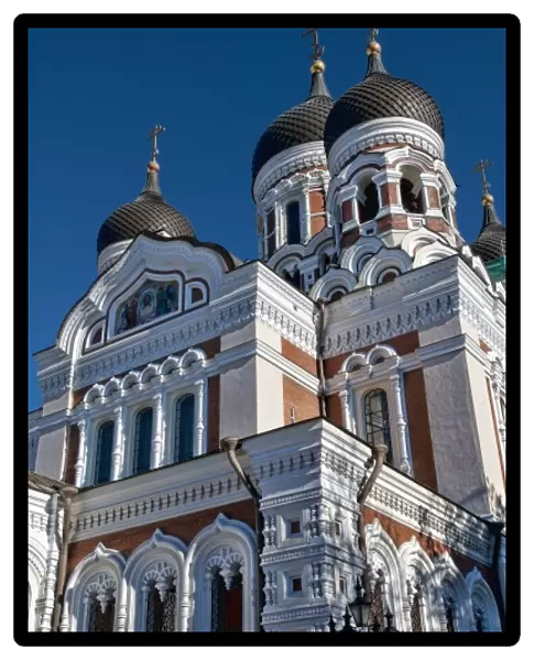 Tallinn, Estonia. Steeple of historical Alexander Nevsky Cathedral