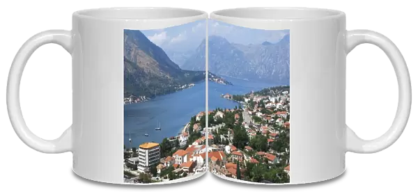 Montenegro, Kotor. View of the city along the fjord. In 1979 UNESCO declared World