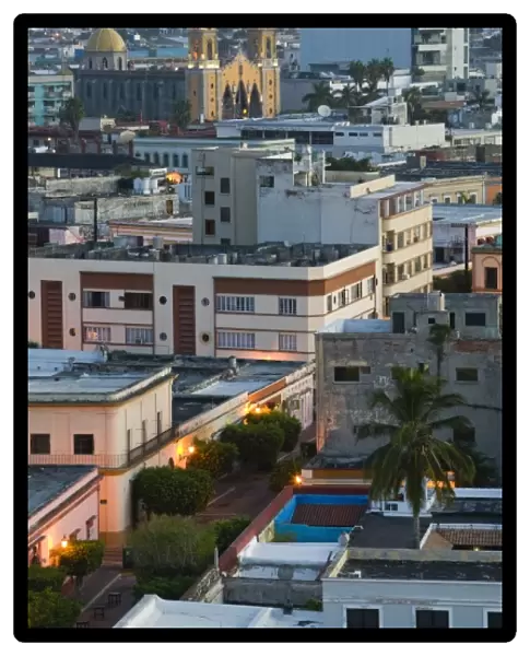 Mexico, Sinaloa State, Mazatlan. Old Mazatlan & Cathedral  /  Dawn