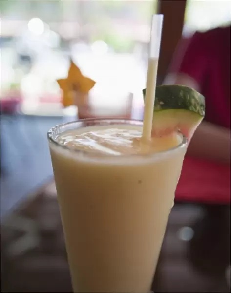 A refreshing fruit smoothie in a Costa Rican restaurant. Liberia, Costa Rica