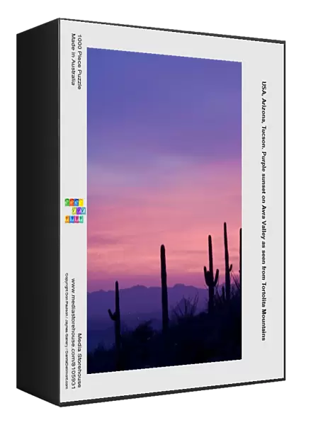USA, Arizona, Tucson. Purple sunset on Avra Valley as seen from Tortolita Mountains