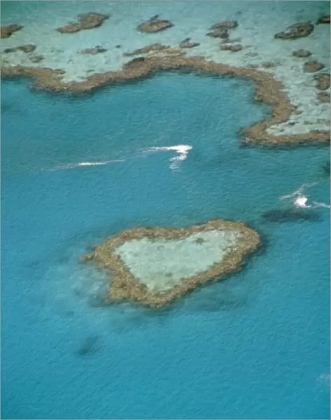 Australia, Queensland, The Whitsunday Islands, National Park. Heart Reef from the air