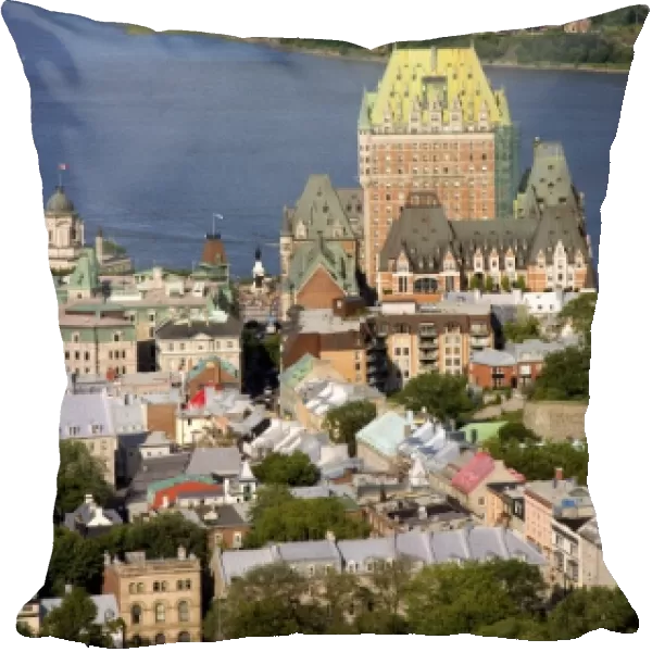 Aerial images of Chateau Frontenac and Quebec City from atop the Observatoire de la Capitale