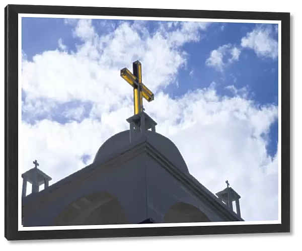 Cross on top of cathedral, Huaripampa (near Huaraz), Peru