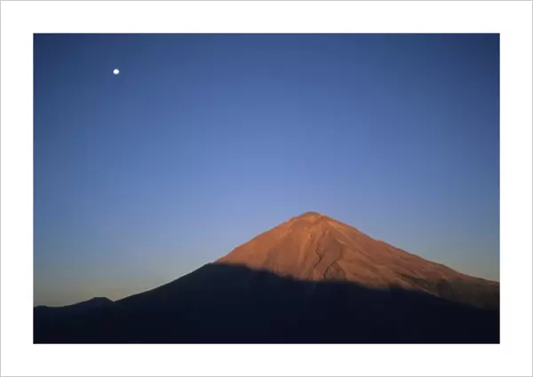 Peru, Andes, Volcan Misti with moon, volcano above Arequipa, 5825 meters