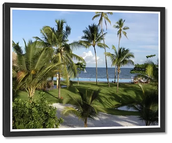 Brazil, Bahia. Praia do Forte, the first Eco-Resort of Brazil, view of the resort grounds