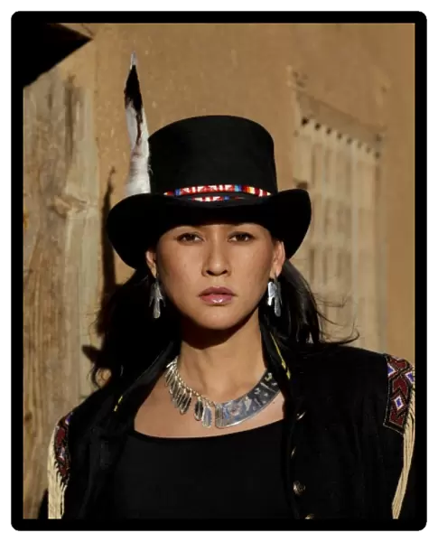 Santa Fe, New Mexico, USA. Native American actress and model, Tailinh Agoyo. (MR)