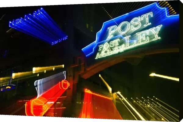 USA, Washington, Seattle, Pike Place Market, Post Alley Zoom Blur