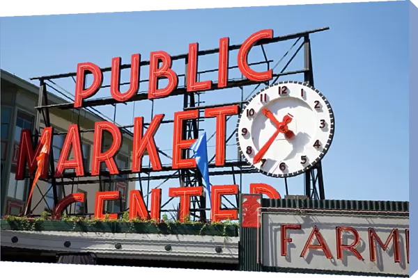 WA, Seattle, Public Market Center sign, at the Pike Place Market