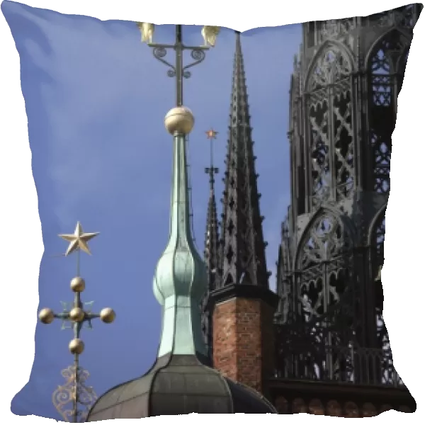 The spires of Riddarholmskyrkan (Riddarholmen Church) in Riddarholmen Island. Stockholm