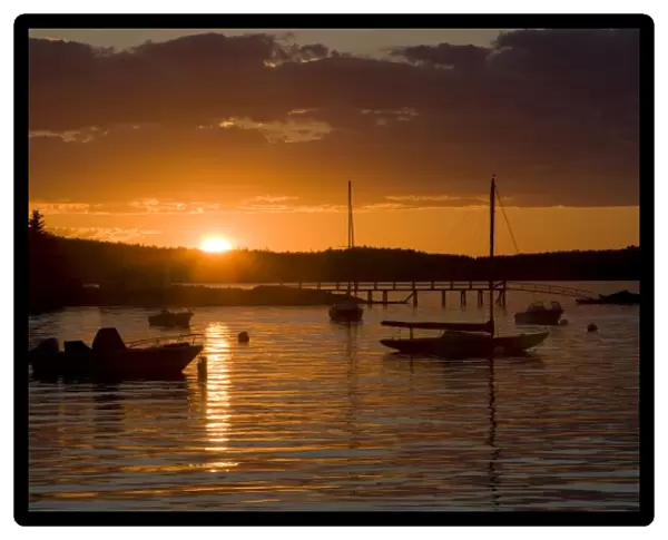 Sunset as seen from Little Deer Isle, Maine. Penobscot Bay