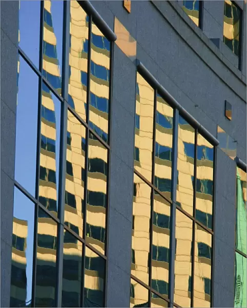 USA, Indiana, Indianapolis. Abstract reflections in downtown windows