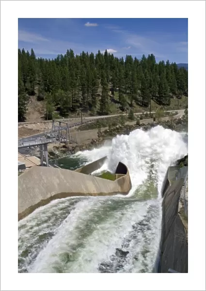 High water during spring runoff at Cascade Dam and the North Fork of the Payette River, Idaho, USA
