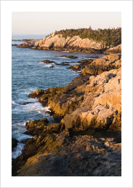 The rocky coast of Isle au Haut in Maines Acadia National Park. Cliff Trail