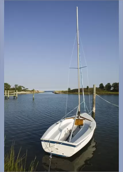 USA, MASSACHUSETTS, Marthas Vineyard: Oak Bluffs, Small Sailboats on Sengekontacket