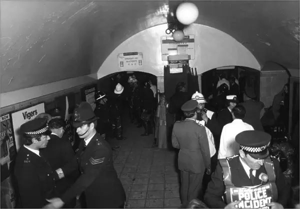 Firefighters and police in London Underground