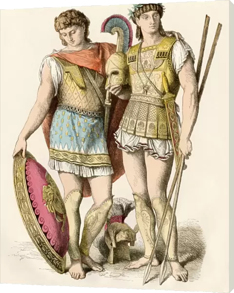 Greek king and soldier ready for battle