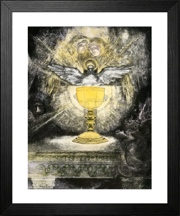 Framed Print : Hand-colored etching print of The Holy Grail Framed Print : Hand-colored etching print of The Holy Grail
