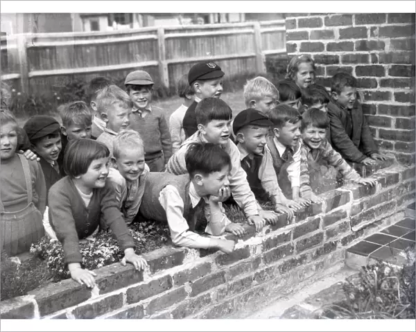 Boys and girls at Lancastrian Infant School, Chichester, May 1956