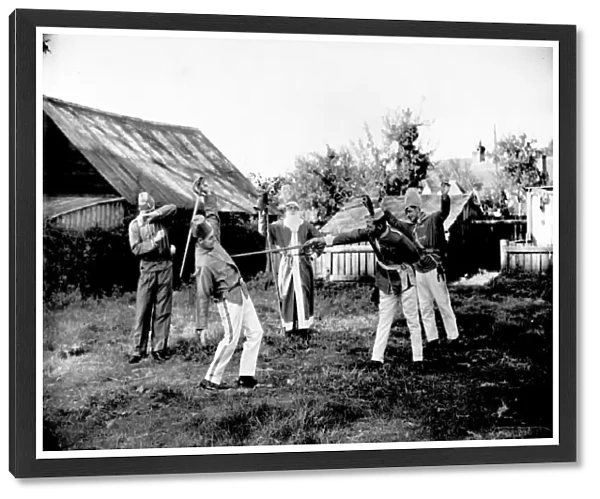 Boxgrove Tipteers, a local amateur group, in a fight scene, October 1936